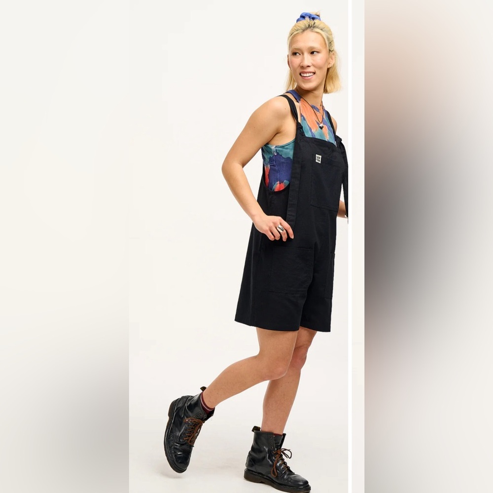 NIB Lucy and Yak Black Cotton Shortalls UK Size 18R